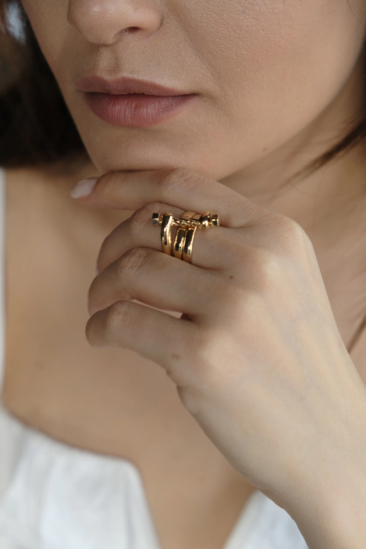 Asil 14 Ayar Tasarım Vidalı Altın Yüzük YZK3134