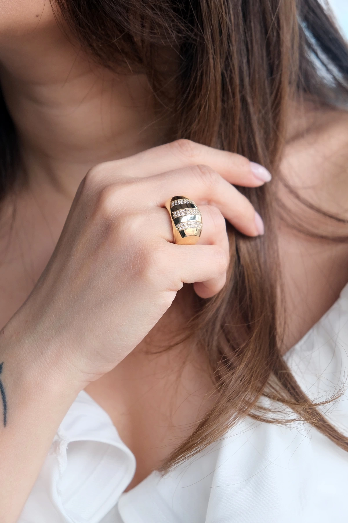 Asil 14 Ayar Taşlı Bohem Altın Yüzük YZK3224