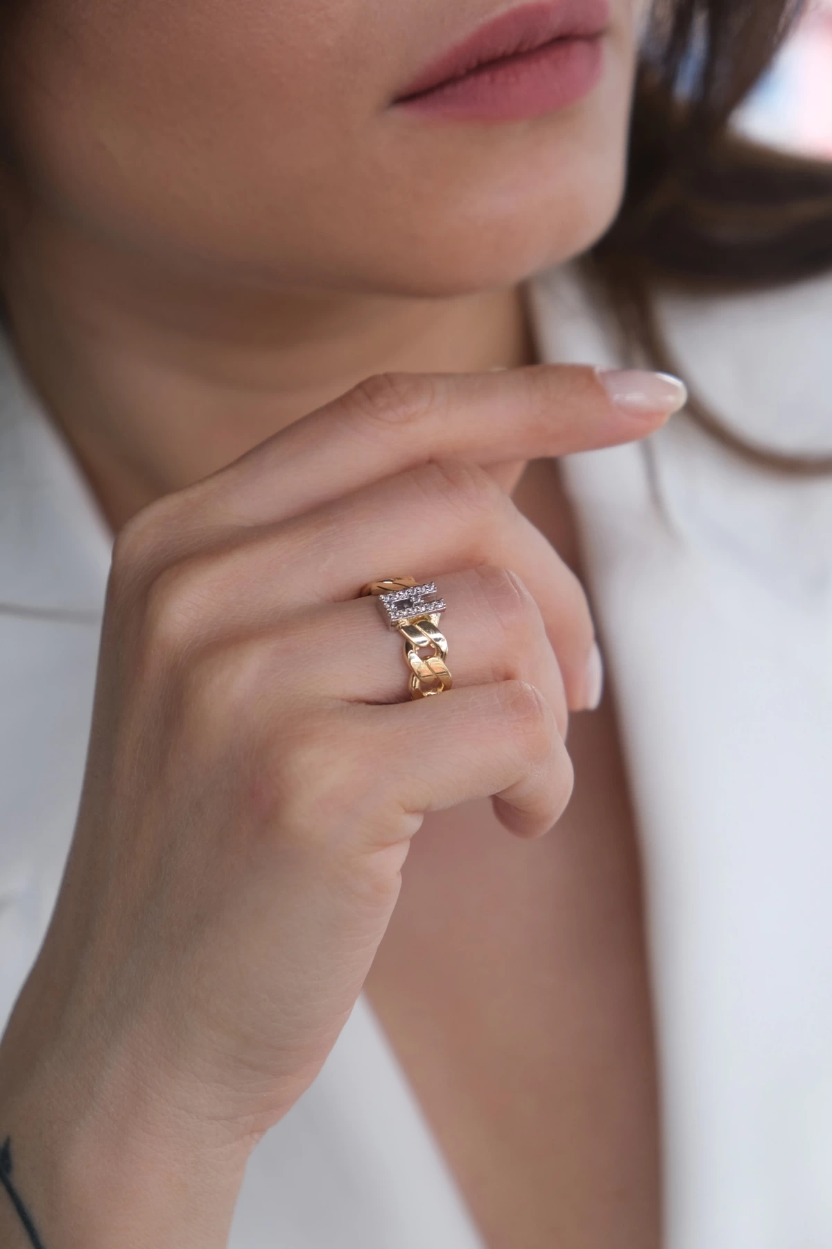 Asil 14 Ayar A Harf Burgu Altın Yüzük YZK2939