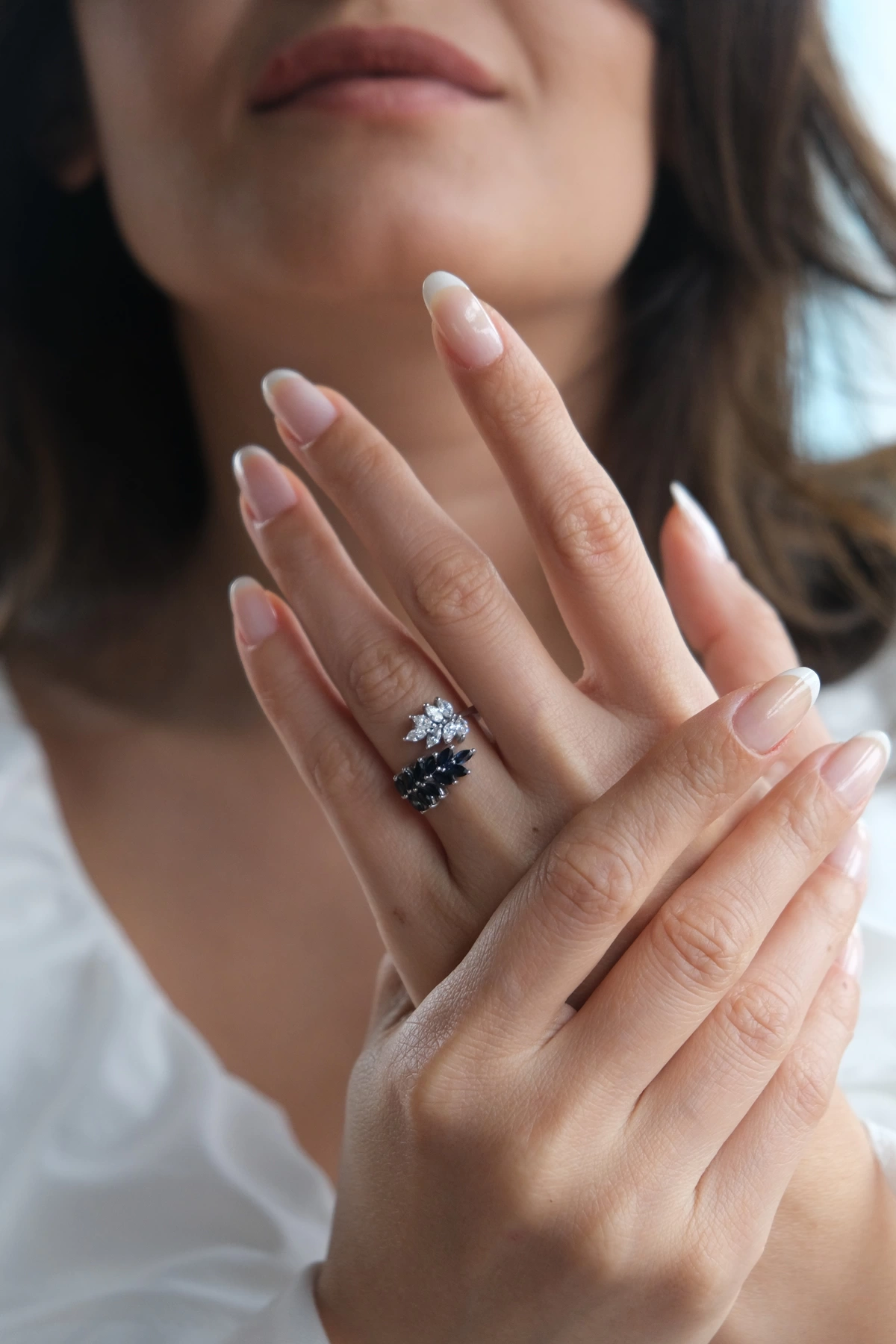 Asil Buğday Dalı Pırlantalı Safir Yüzük PIR4085