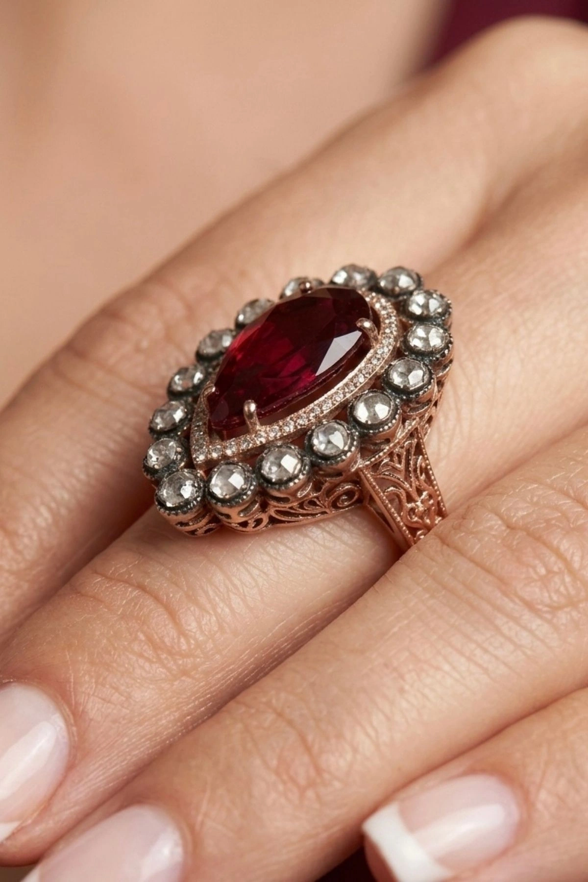 3.38 Ct. Kırmızı Taşlı Elmas Küpe
