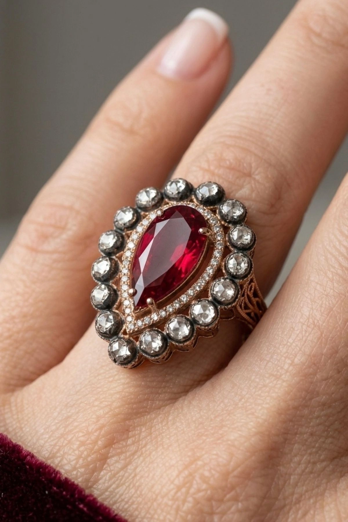 3.38 Ct. Kırmızı Taşlı Elmas Küpe