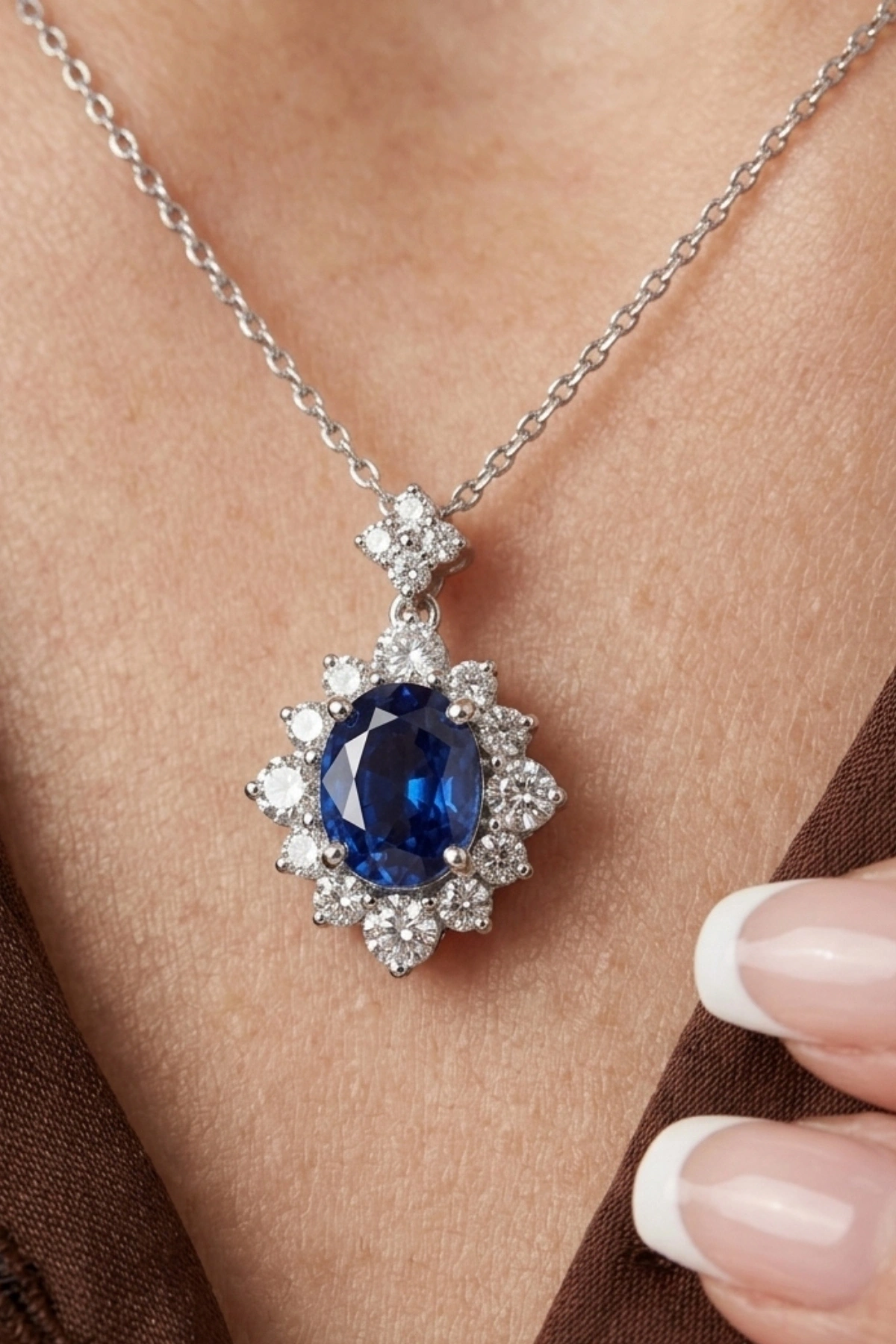 Safir Taşlı 2.23 CT. Pırlanta Kolye