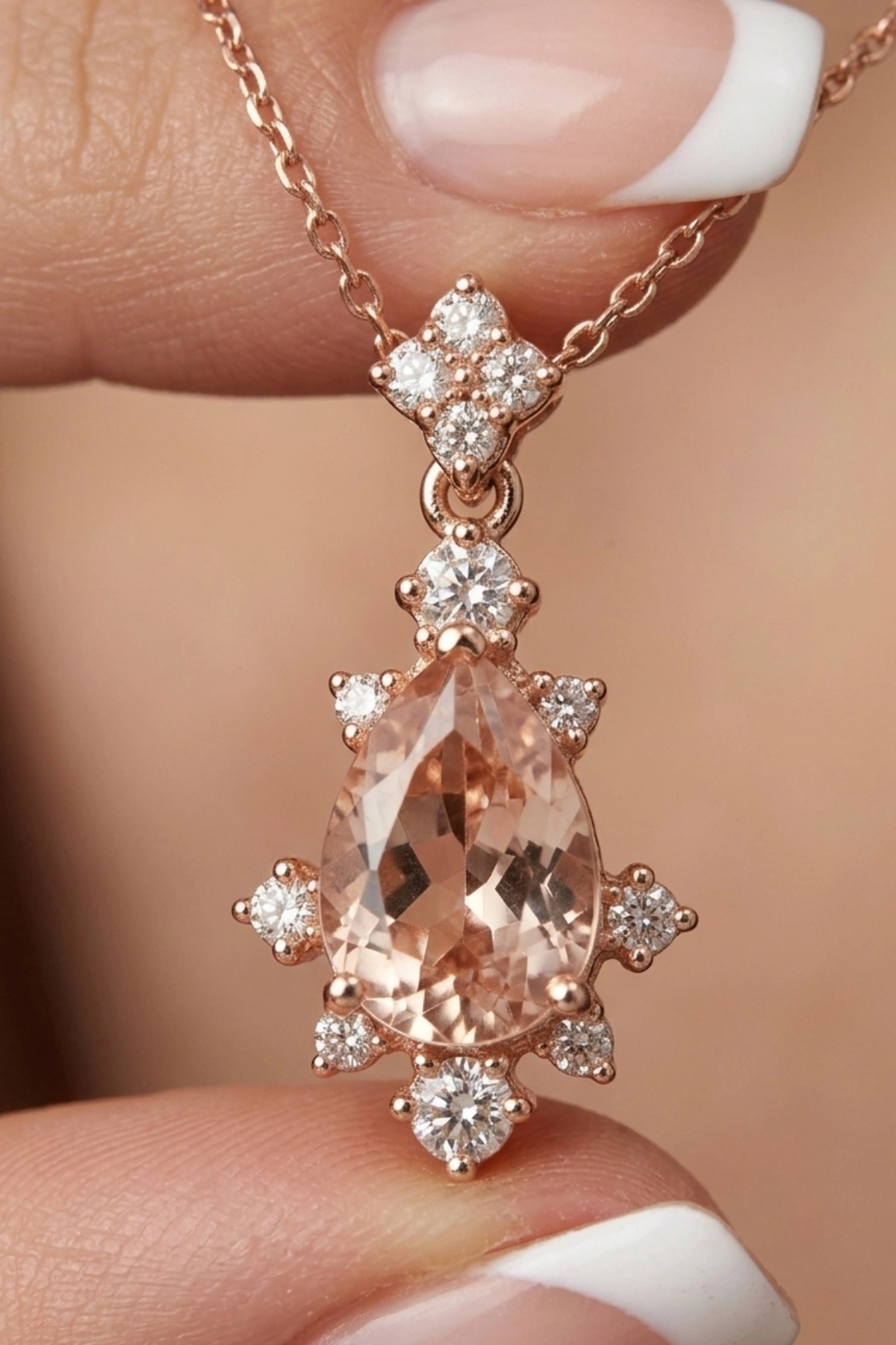 Morganite Taşlı 1.01 Ct. Pırlanta Kolye