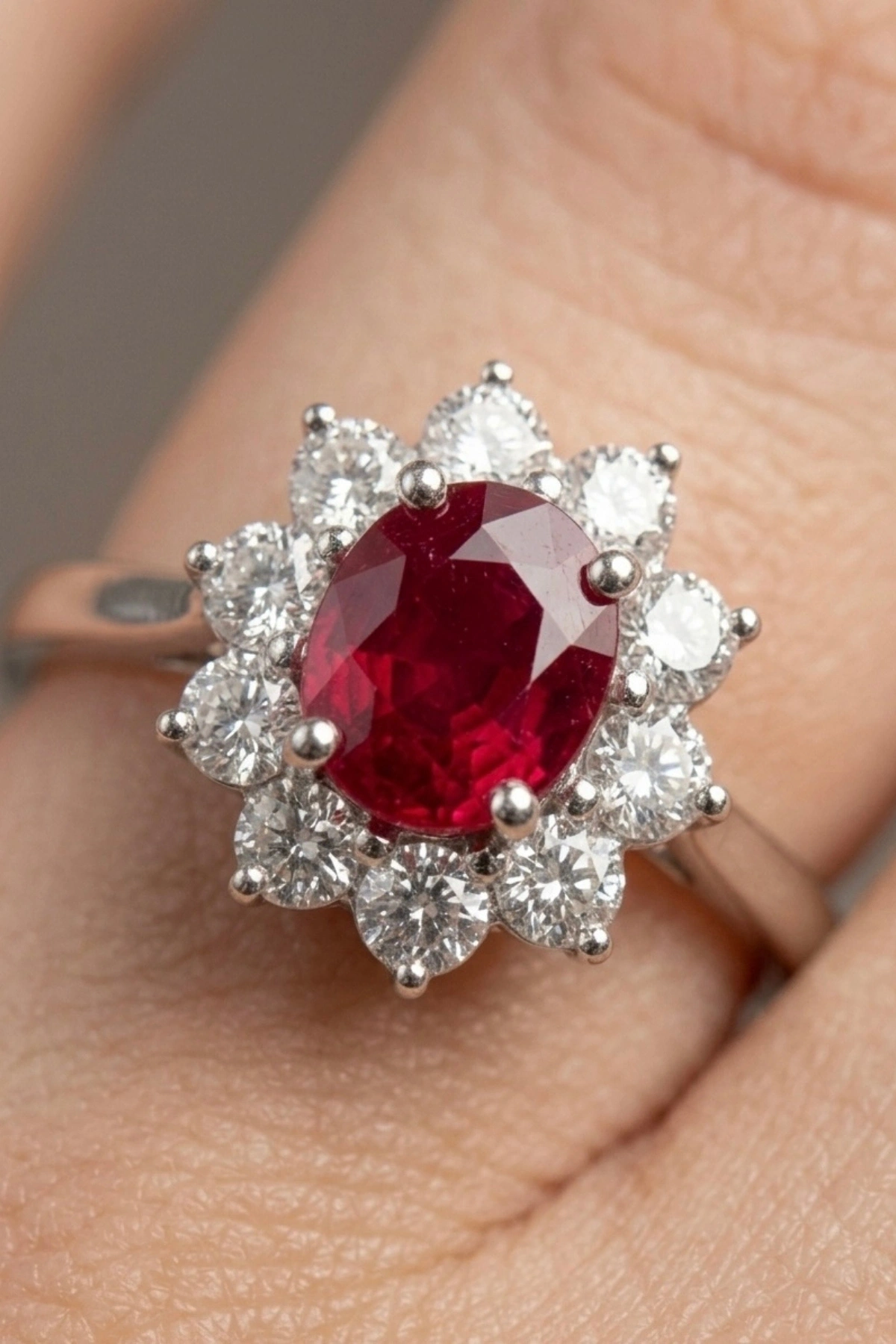 0.59 Ct. Kırmızı Taşlı Pırlanta Yüzük