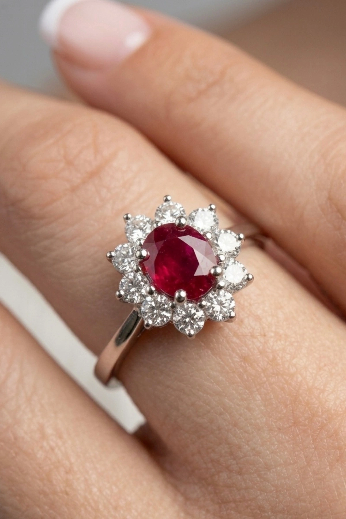 0.59 Ct. Kırmızı Taşlı Pırlanta Yüzük