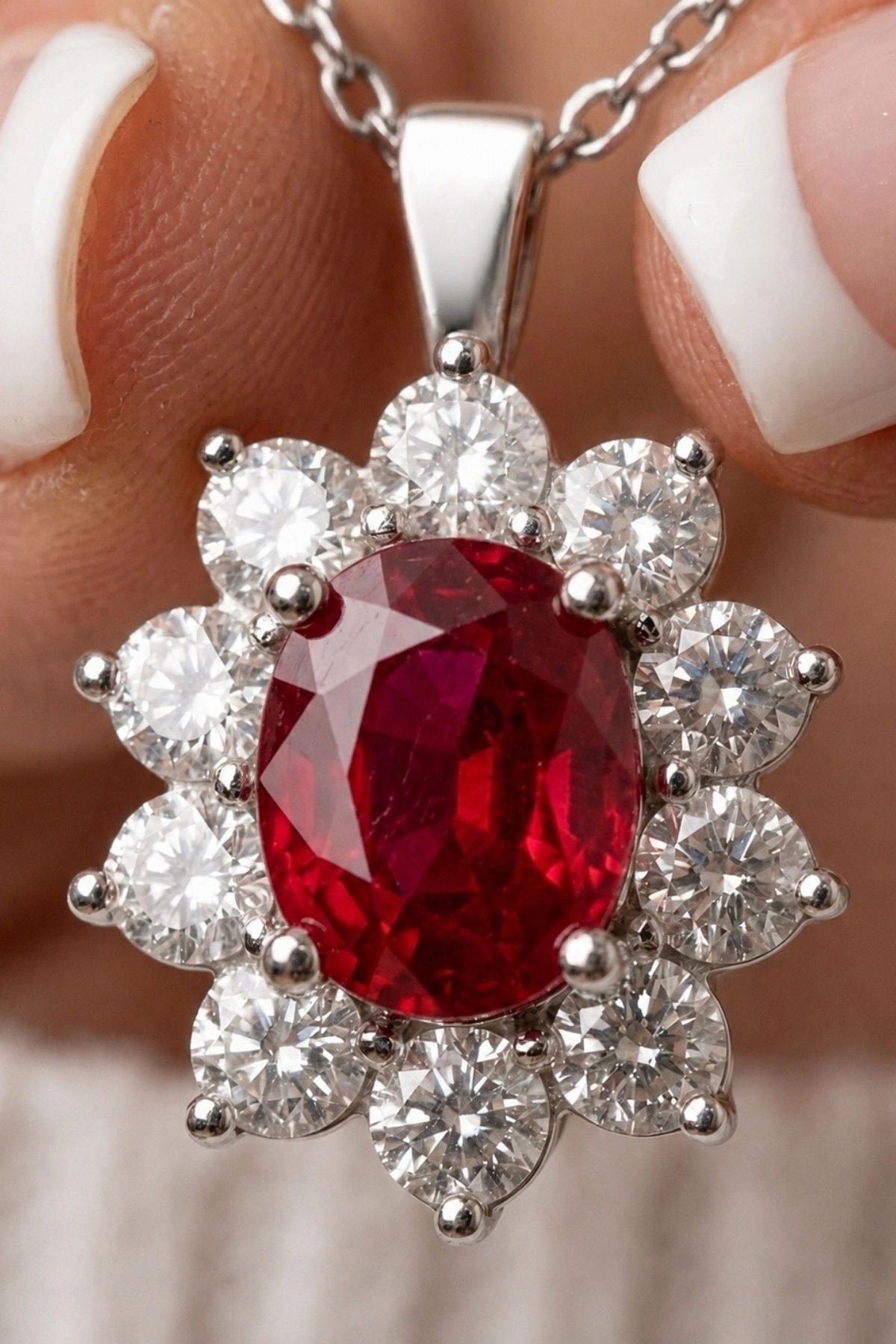 0.66 Ct. Kırmızı Taşlı Pırlanta Kolye