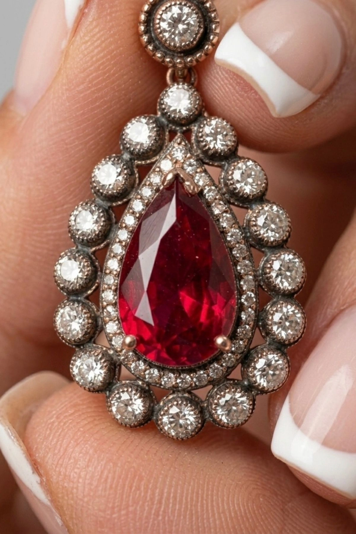0.77 Ct. Kırmızı Taşlı Elmas Küpe