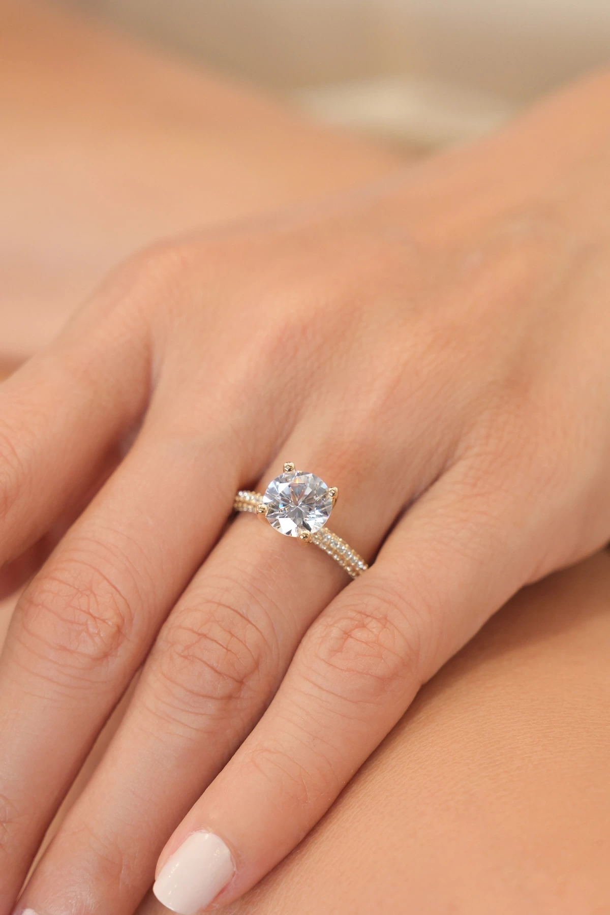 Asil 14 Ayar 4 Tırnak Tek Taş Altın Yüzük YZK3670