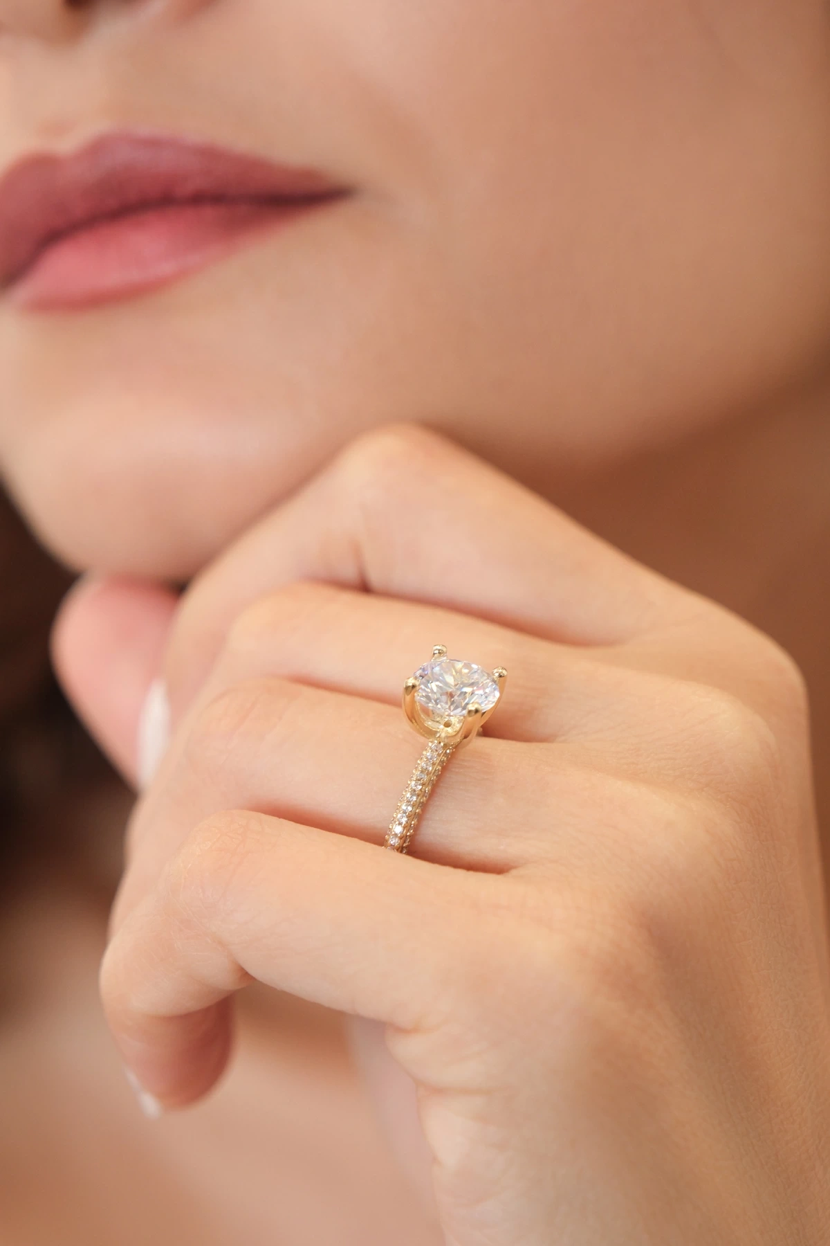 Asil 14 Ayar 4 Tırnak Tek Taş Altın Yüzük YZK3670