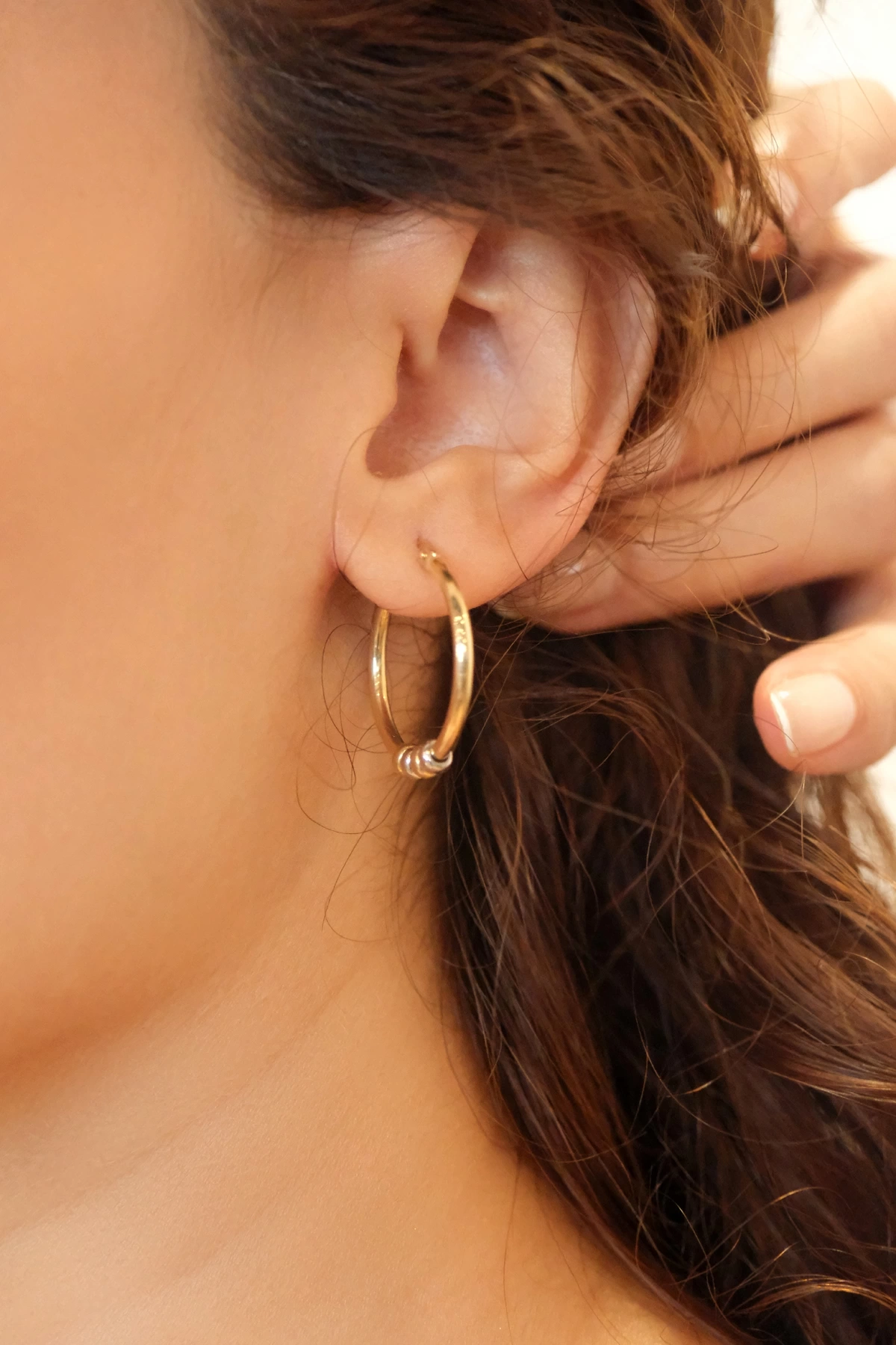 Asil 14 Ayar Altın Boncuklu Halka Altın Küpe KP5064