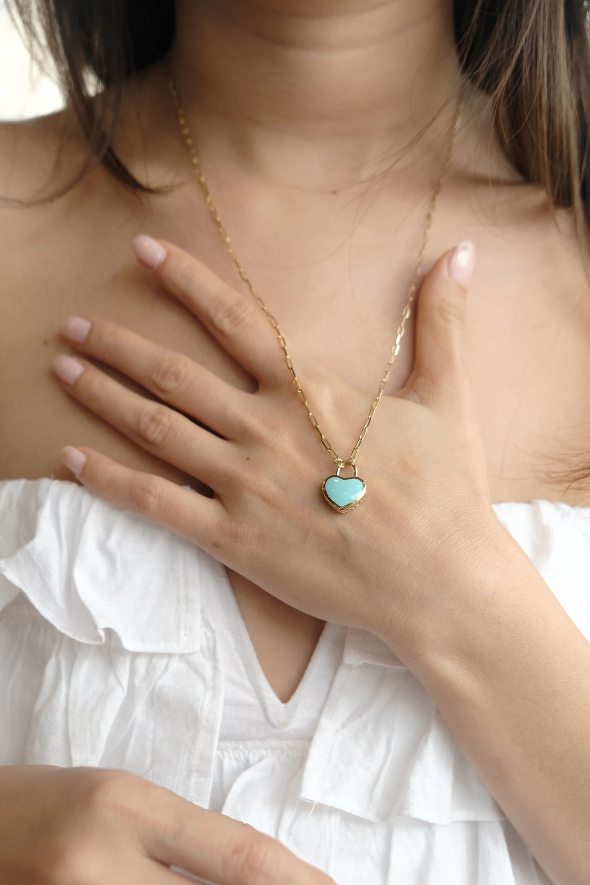 Asil 14 Ayar Ataç Zincir Kalpli Altın Kolye Kly3287