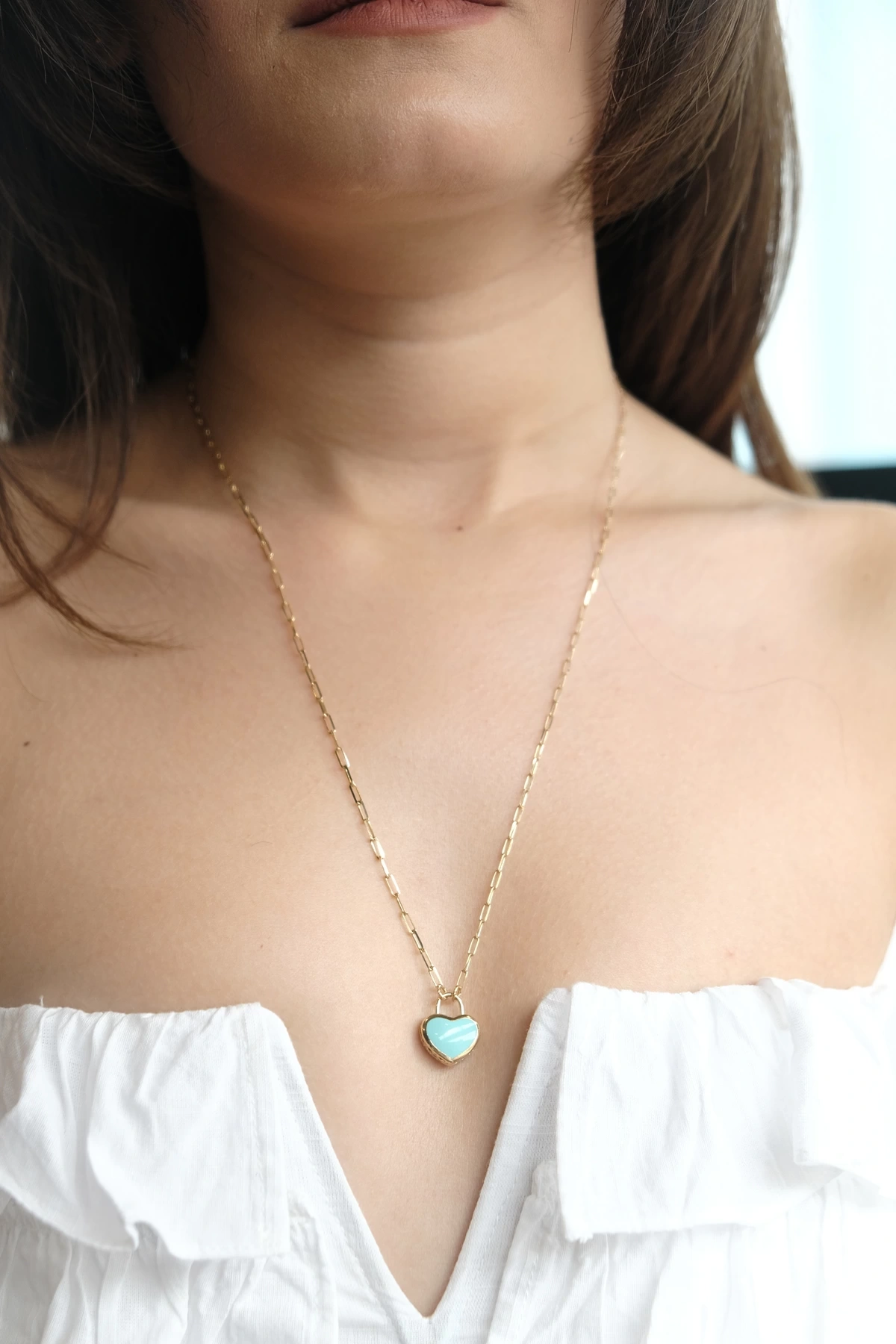 Asil 14 Ayar Ataç Zincir Kalpli Altın Kolye Kly3287