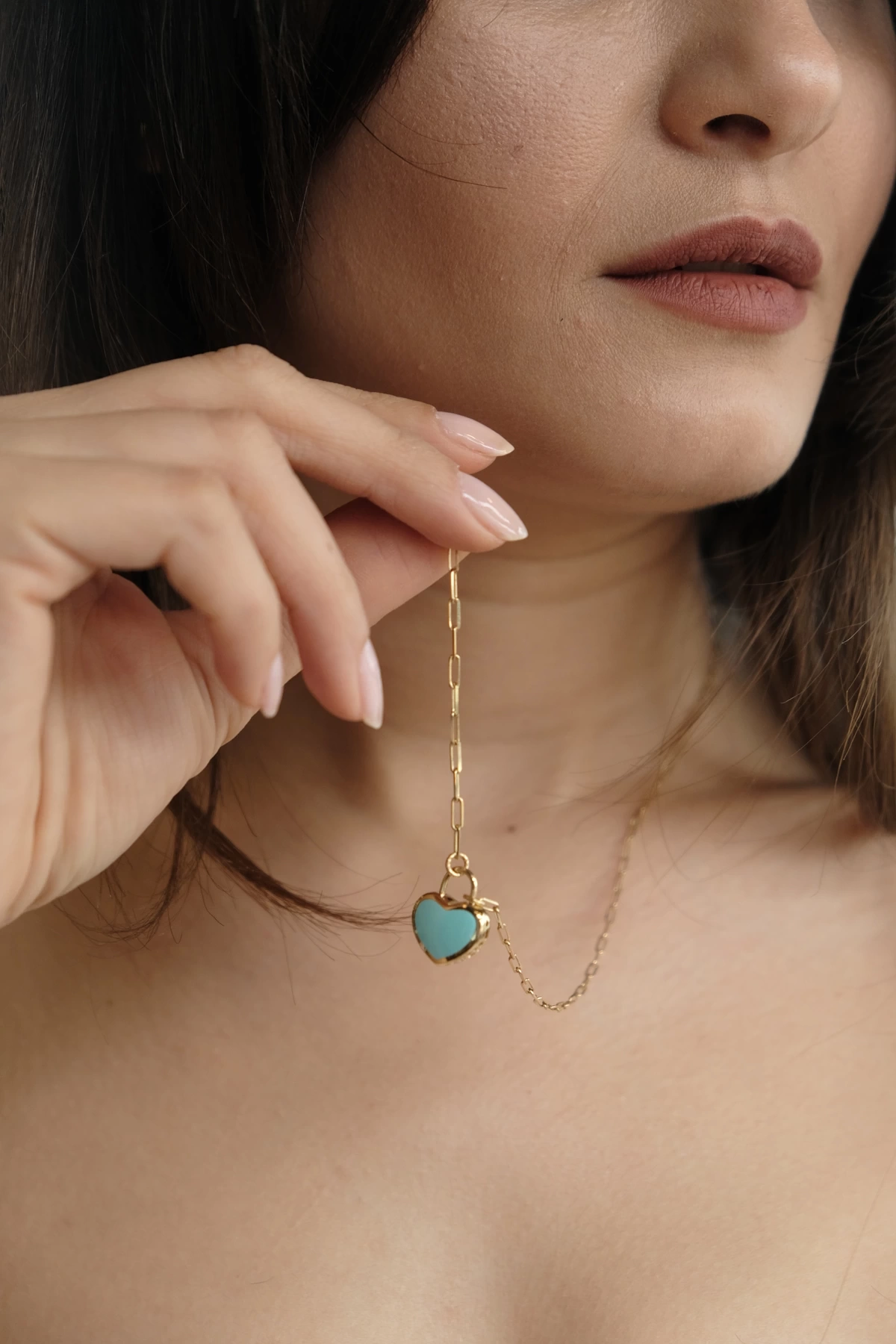 Asil 14 Ayar Ataç Zincir Kalpli Altın Kolye Kly3287