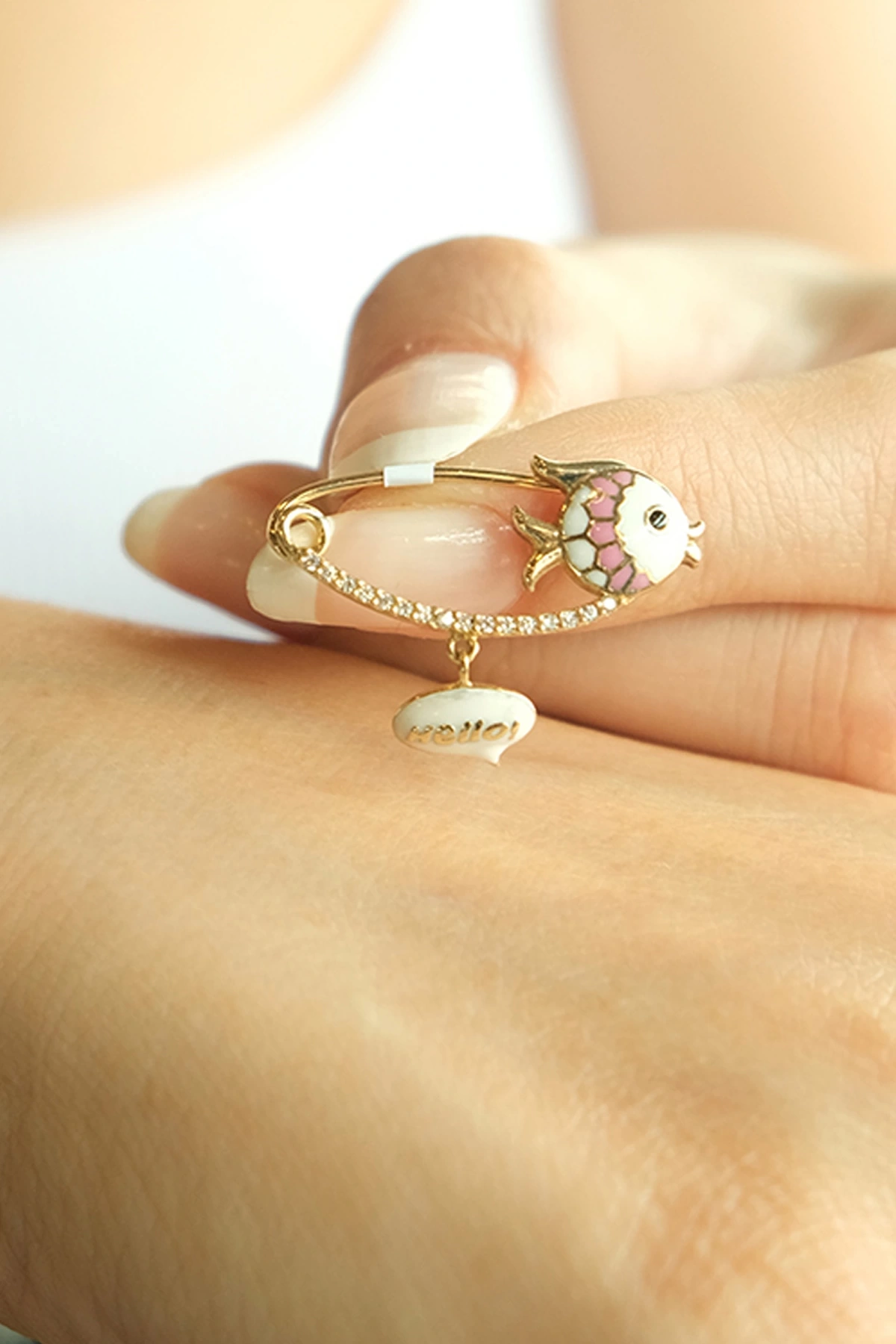 Asil 14 Ayar Balıklı Çocuk Altın İğneli Nazarlık NZR362