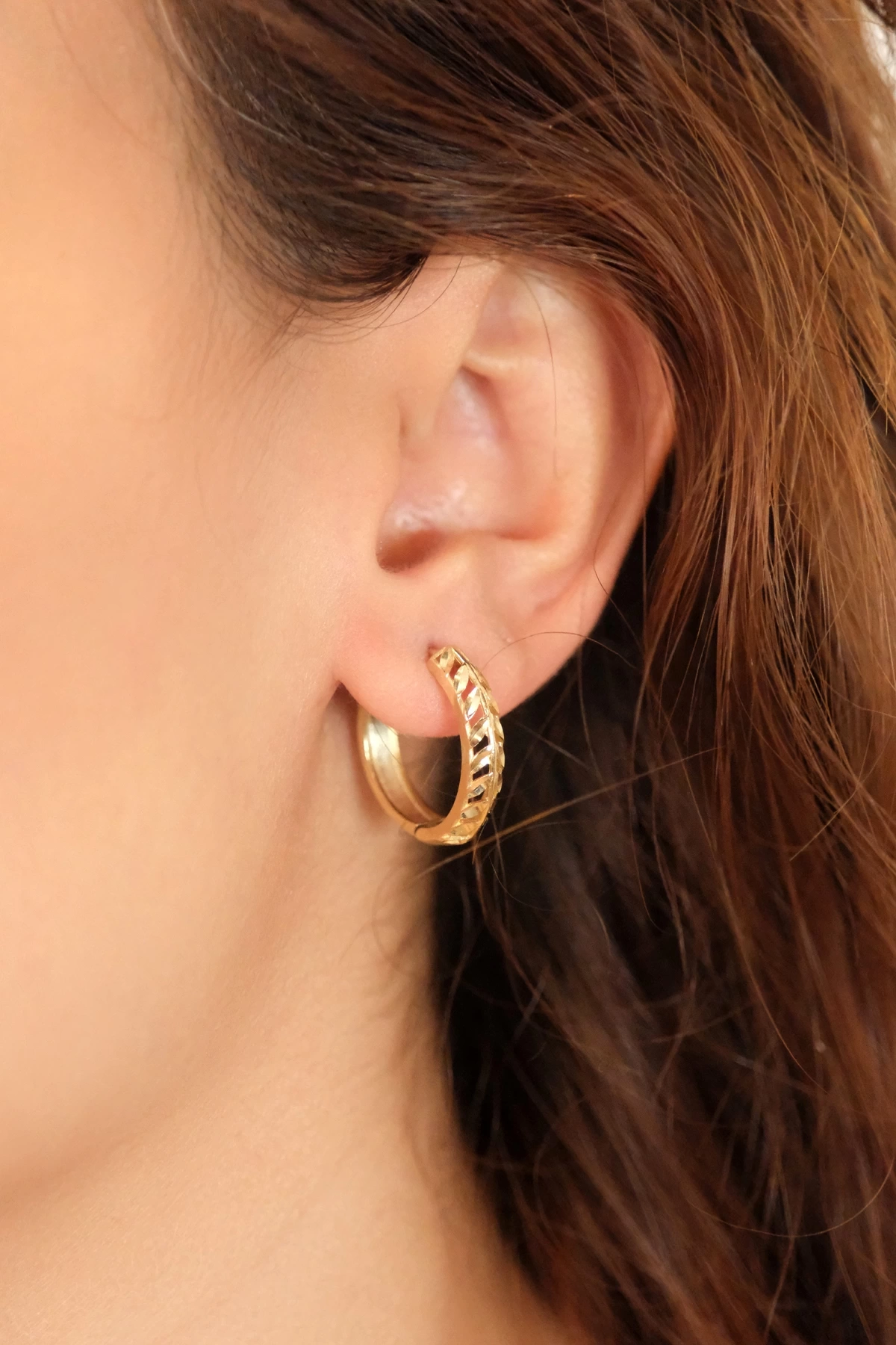 Asil 14 Ayar Başak Model Mini Halka Altın Küpe KP5204