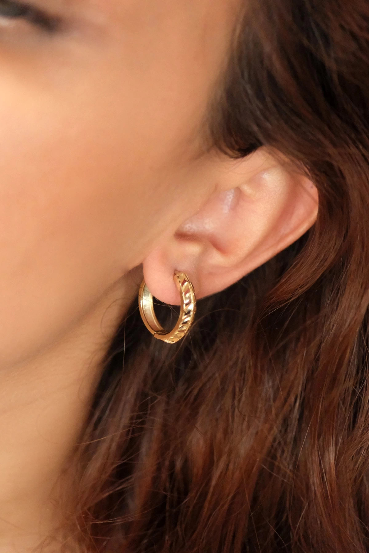 Asil 14 Ayar Başak Model Mini Halka Altın Küpe KP5204