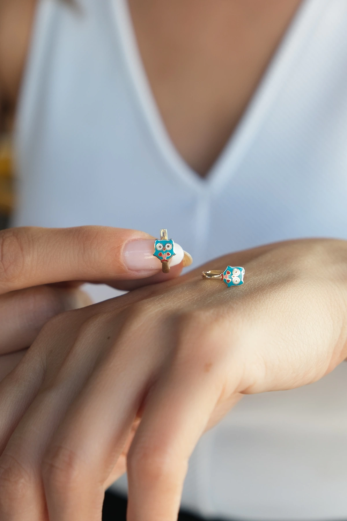 Asil 14 Ayar Baykuşlu Çocuk Altın Küpe KP4086