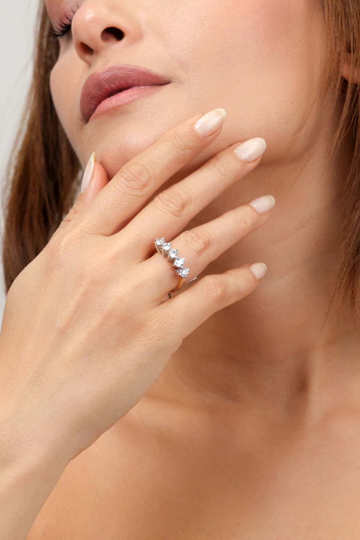 Asil 14 Ayar Beş Taş Altın Yüzük YZK1181