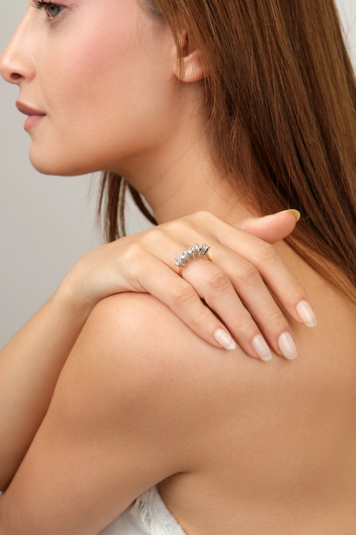 Asil 14 Ayar Beş Taş Altın Yüzük YZK1181