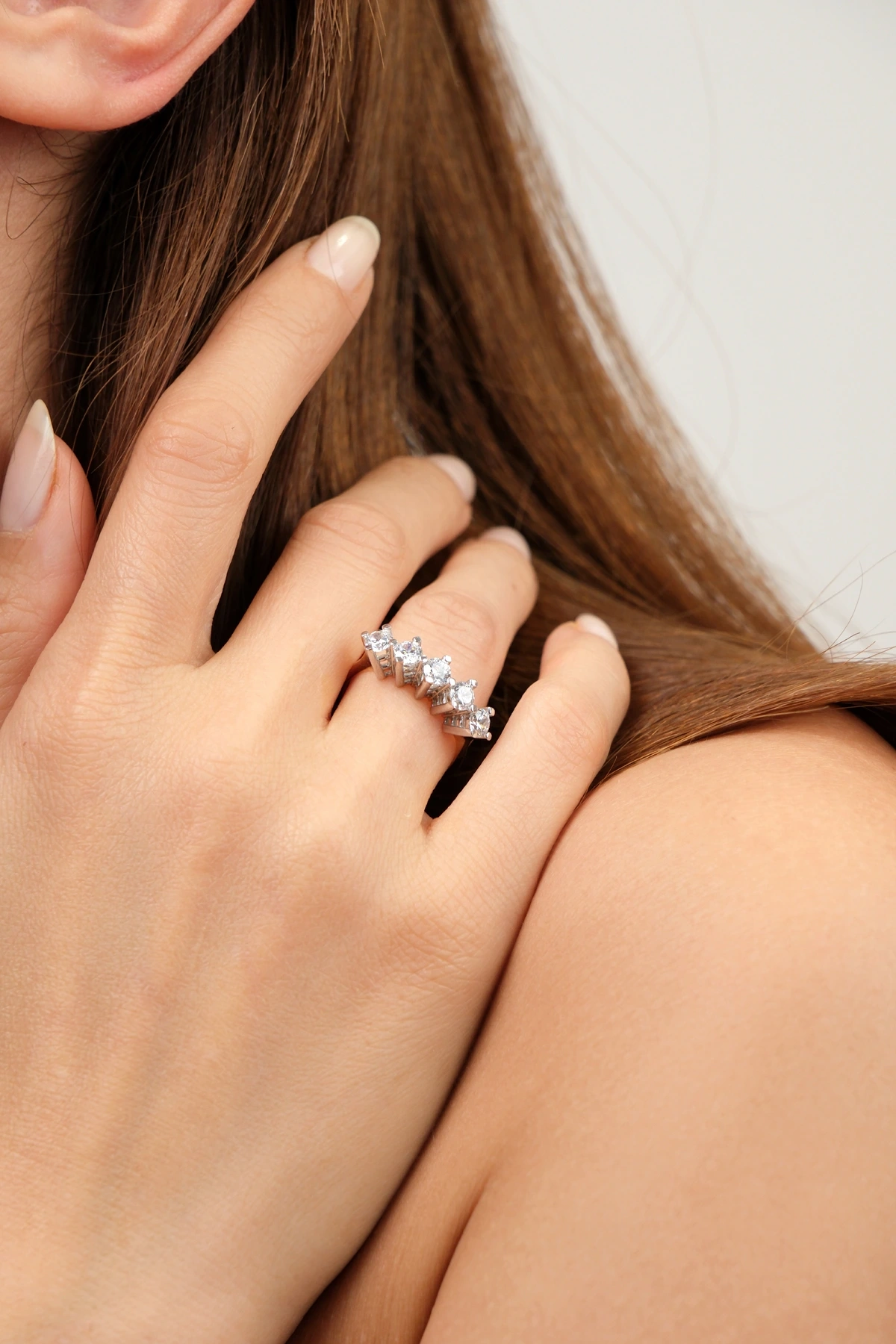 Asil 14 Ayar Beş Taş Altın Yüzük YZK3216