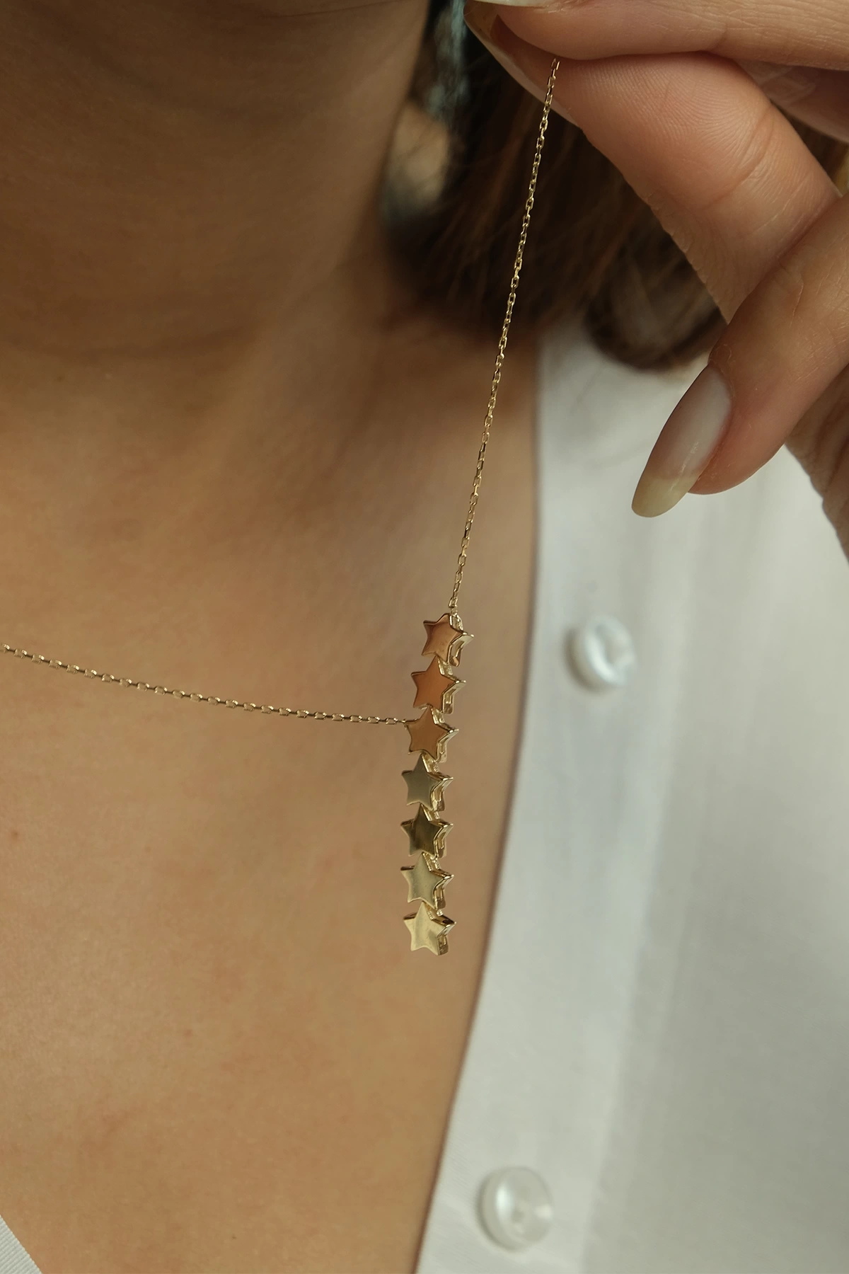 Asil 14 Ayar Sıralı Yıldız Altın Kolye KLY2979