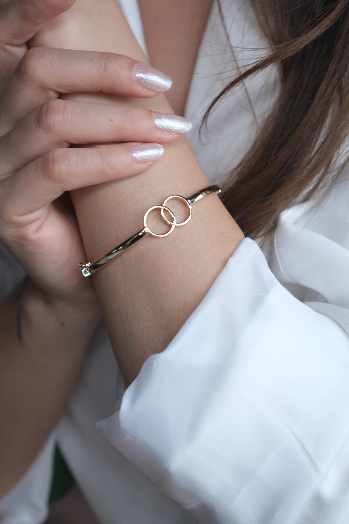 Asil 14 Ayar Çift Halka Altın Kelepçe Bileklik BLZ1712