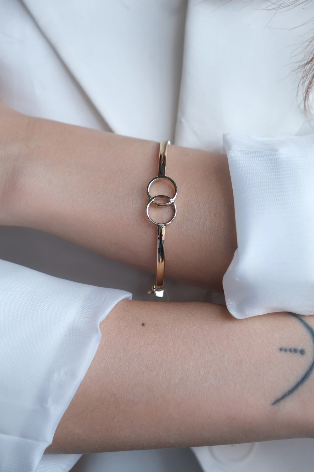 Asil 14 Ayar Çift Halka Altın Kelepçe Bileklik BLZ1712