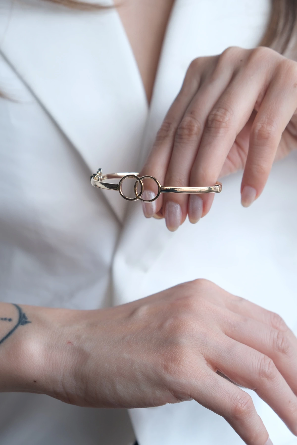 Asil 14 Ayar Çift Halka Altın Kelepçe Bileklik BLZ1712