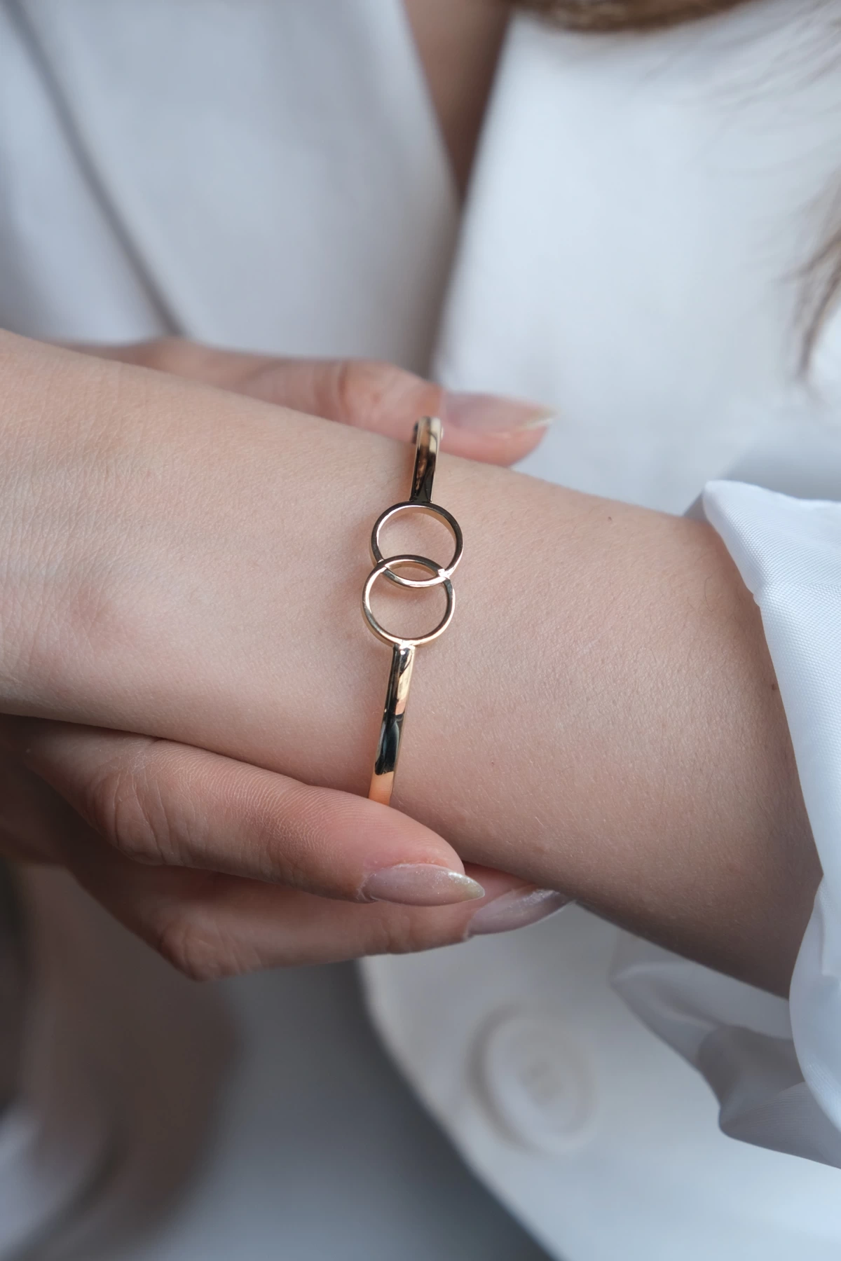 Asil 14 Ayar Çift Halka Altın Kelepçe Bileklik BLZ1712