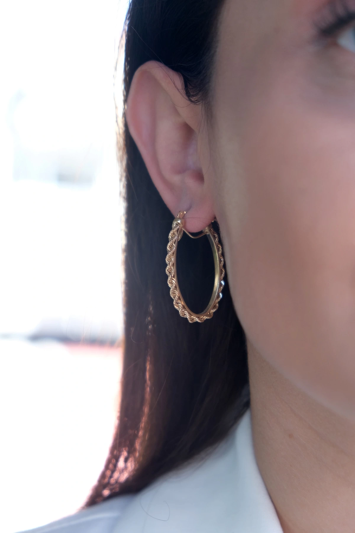 Asil 14 Ayar Burgu Halka Altın Küpe KP762