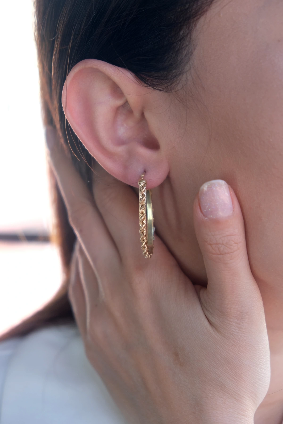 Asil 14 Ayar Burgu Halka Altın Küpe KP762