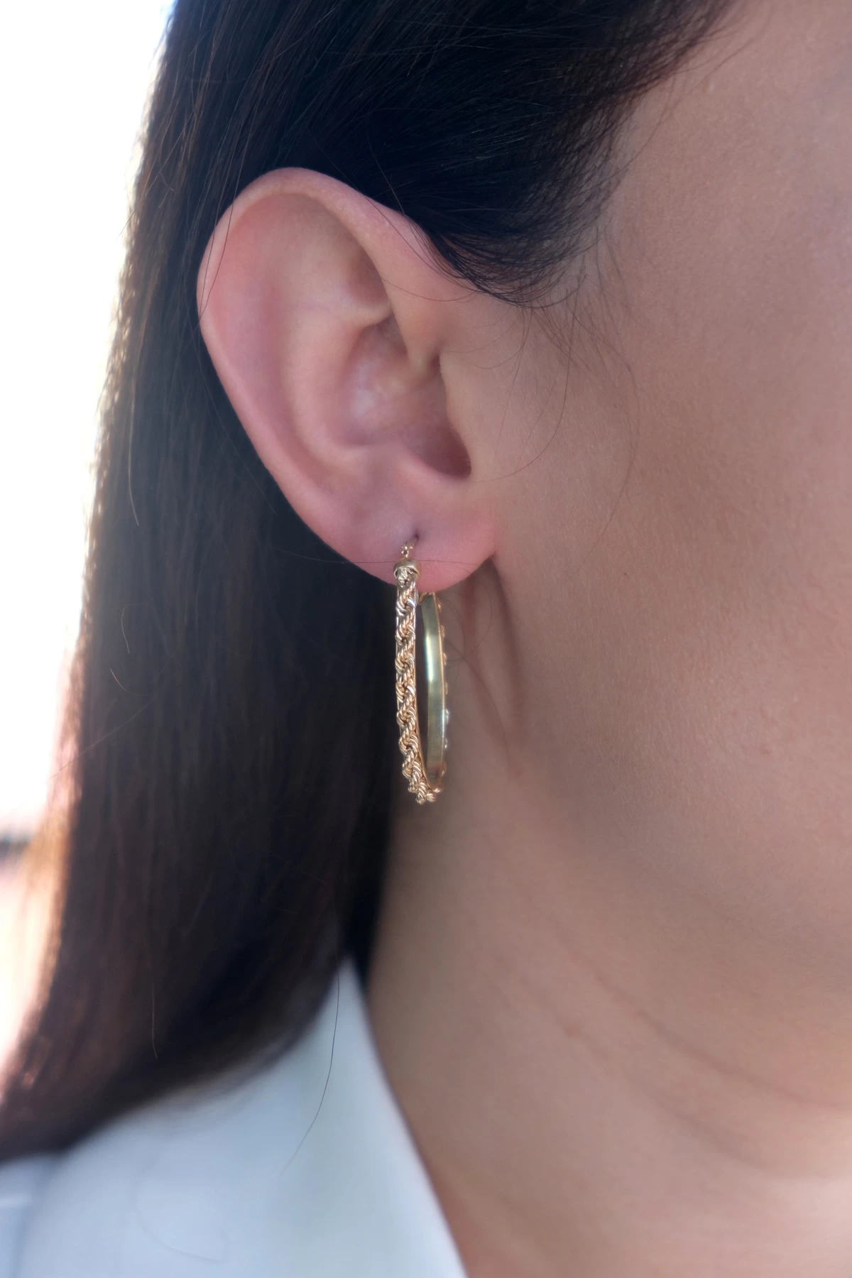 Asil 14 Ayar Burgu Halka Altın Küpe KP762