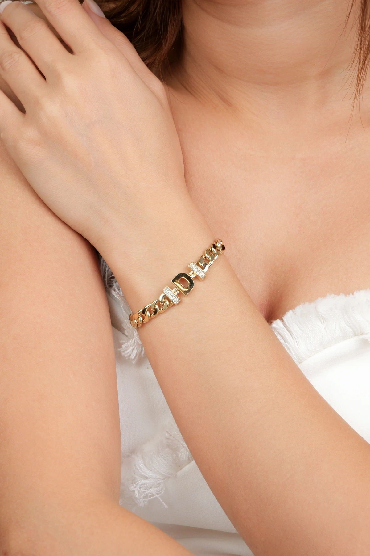 Asil 14 Ayar D Harf Altın Bileklik BLK6181