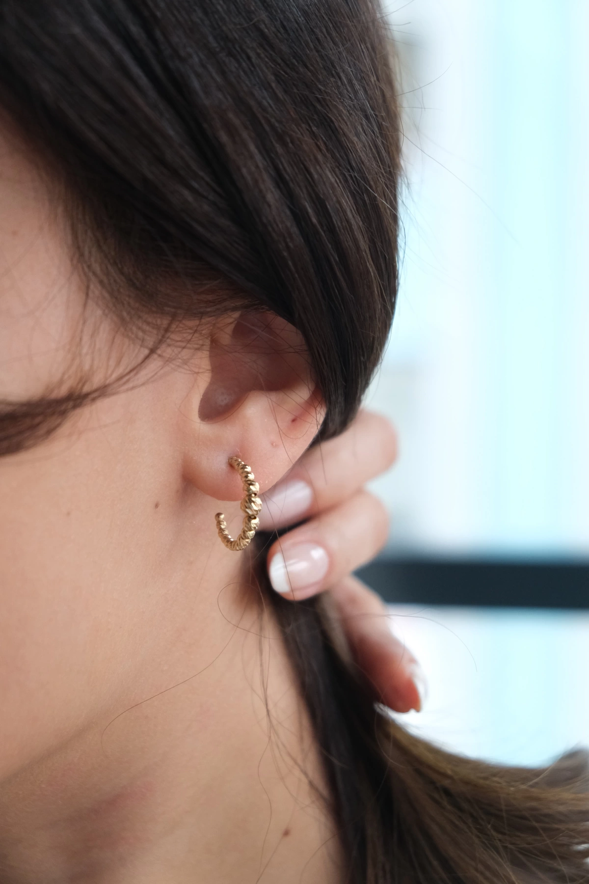 Asil 14 Ayar Dorika Toplu Yarım Halka Altın Küpe KP4018