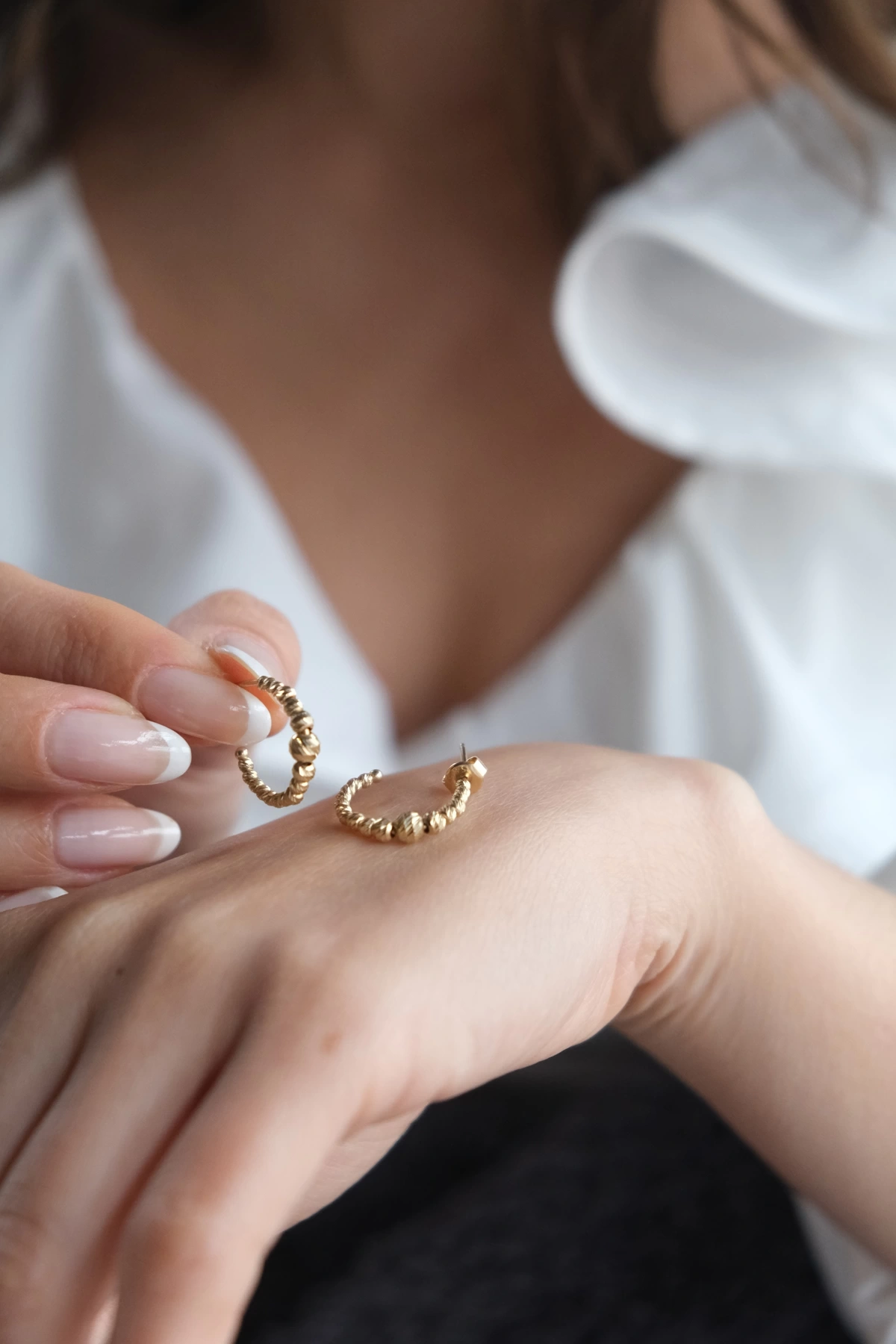 Asil 14 Ayar Dorika Toplu Yarım Halka Altın Küpe KP4018