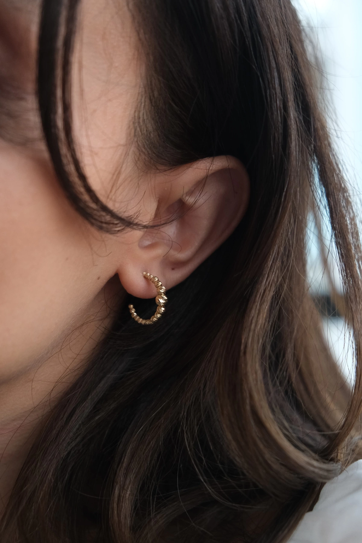 Asil 14 Ayar Dorika Toplu Yarım Halka Altın Küpe KP4018