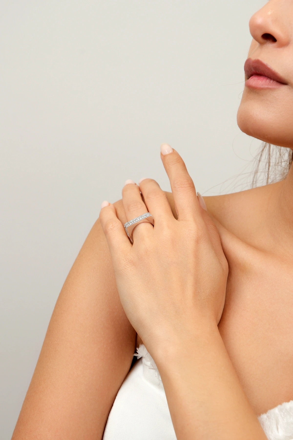 Asil 14 Ayar Emerald Kesim Taşlı Altın Yüzük YZK1871