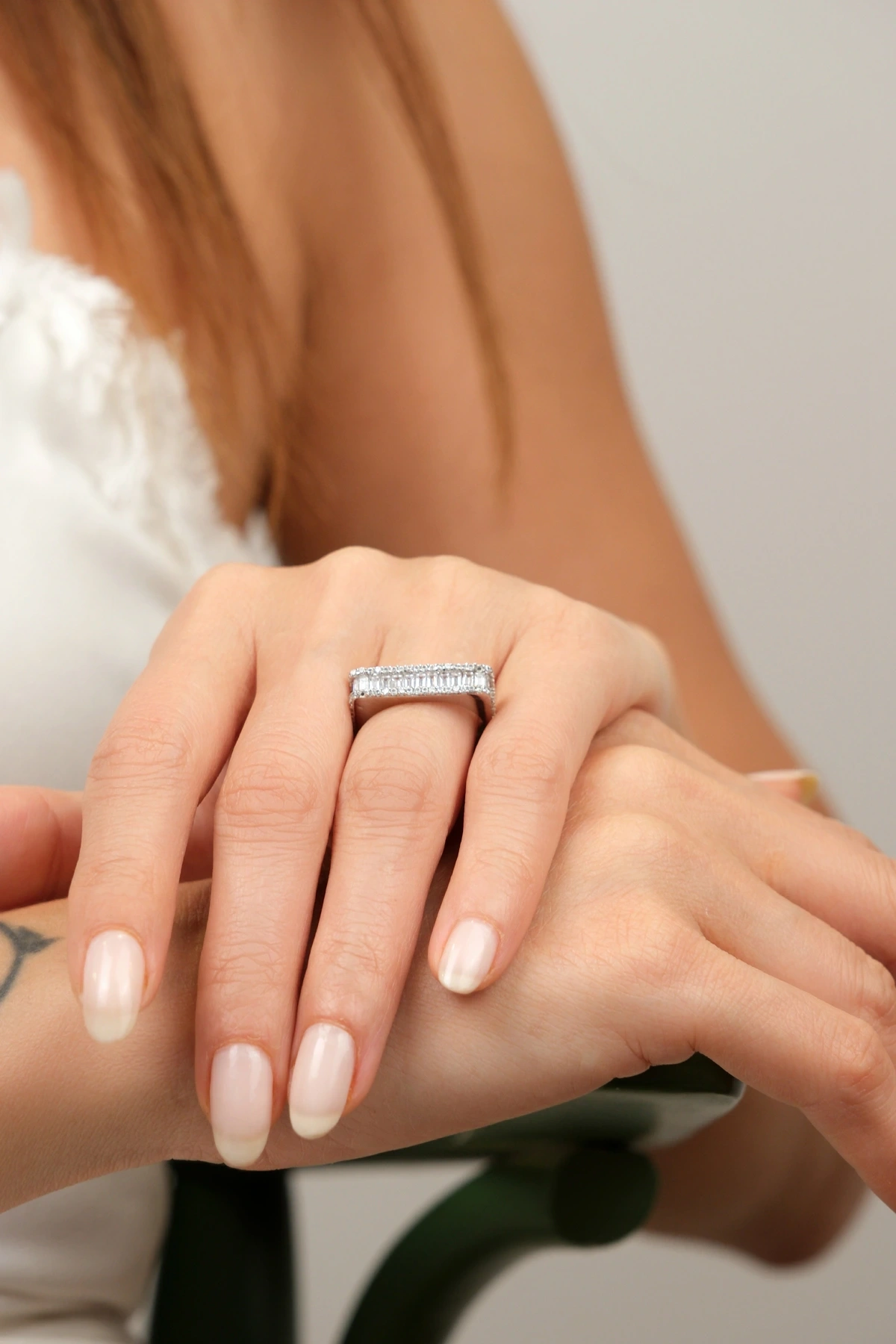 Asil 14 Ayar Emerald Kesim Taşlı Altın Yüzük YZK1871