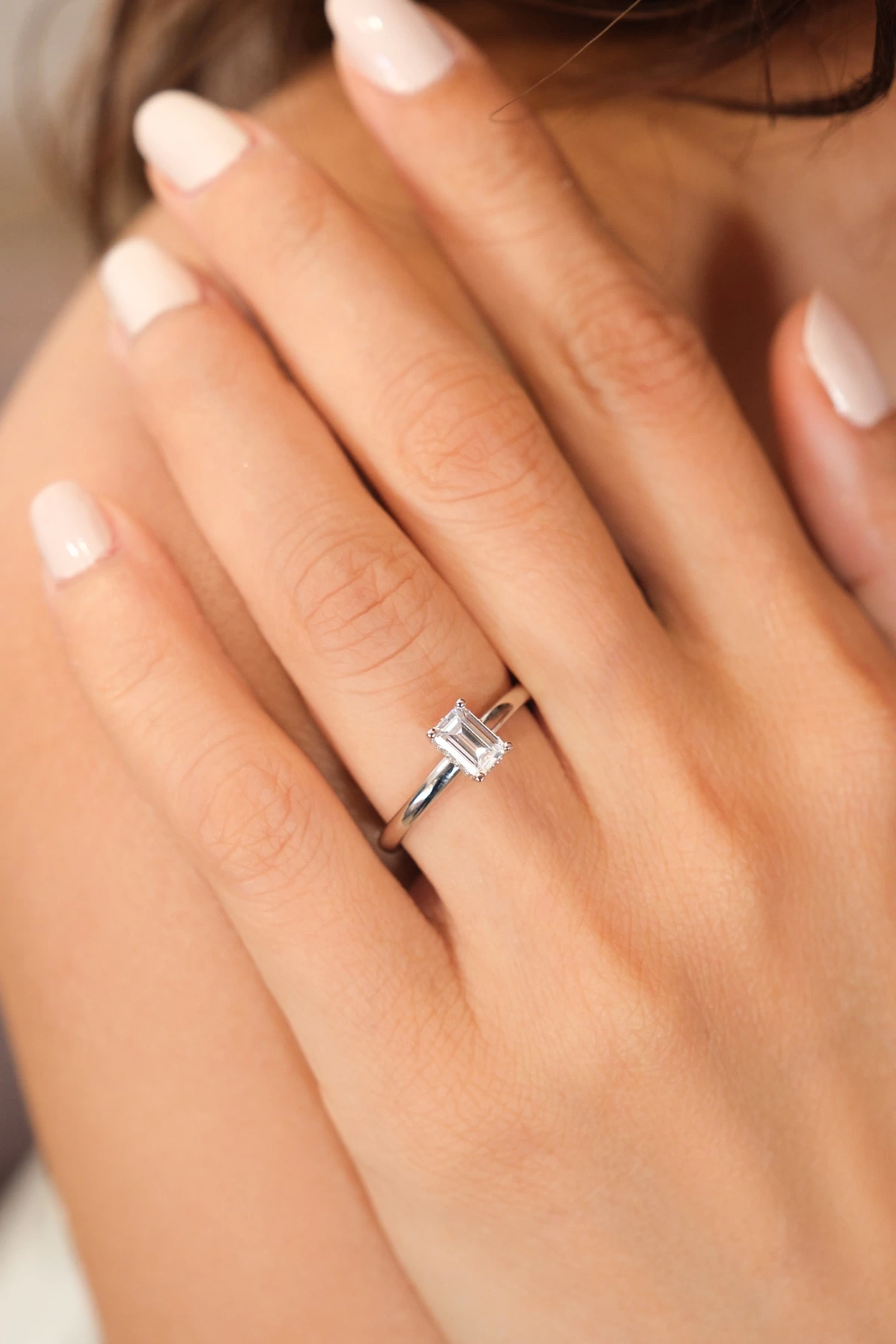 Asil 14 Ayar Emerald Kesim Tek Taş Altın Yüzük YZK3497