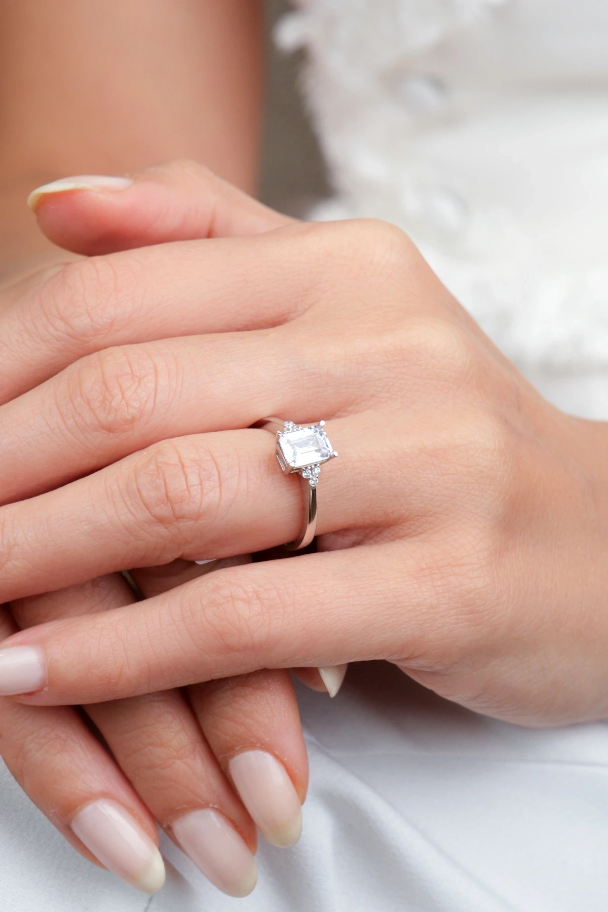 Asil 14 Ayar Emerald Kesim Altın Yüzük YZK2265