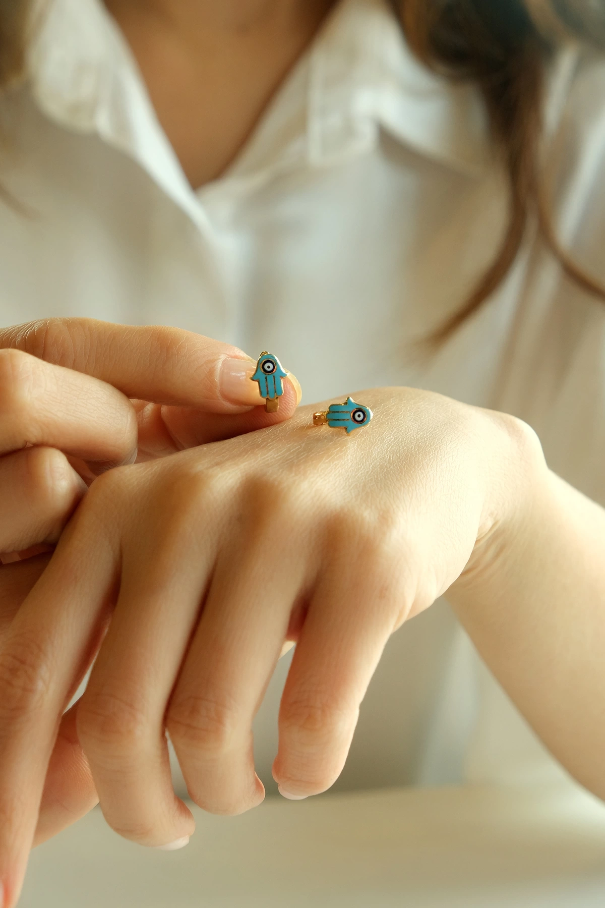 Asil 14 Ayar Fatma Ana Eli Çocuk Altın Küpe KP930