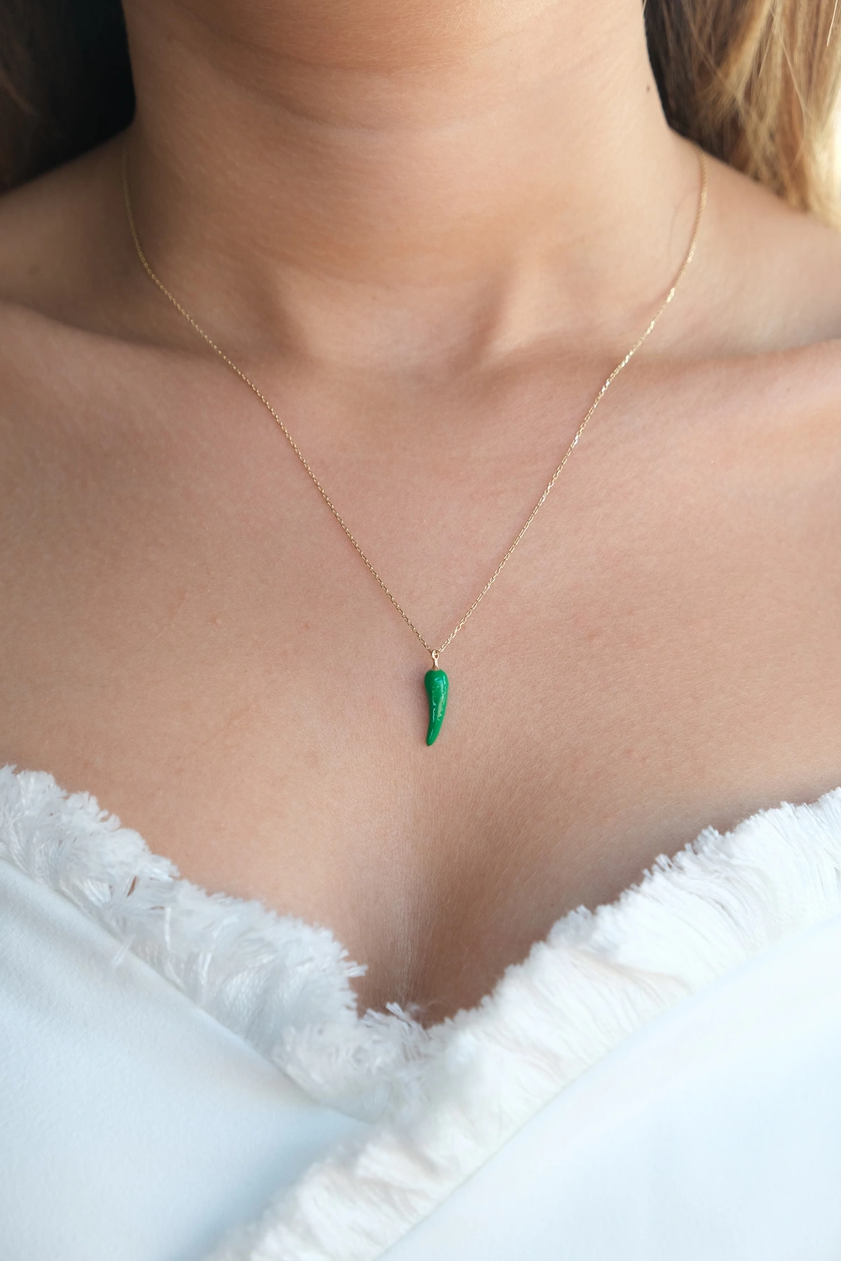 Asil 14 Ayar Green Pepper Altın Kolye KLY3261