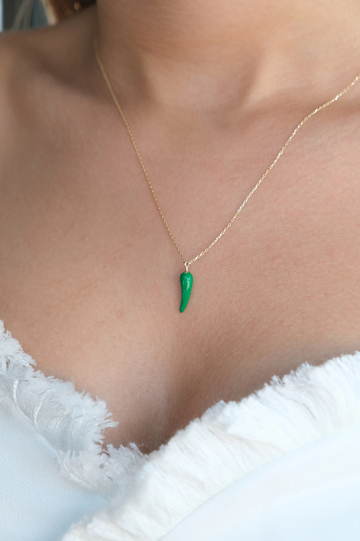 Asil 14 Ayar Green Pepper Altın Kolye KLY3261