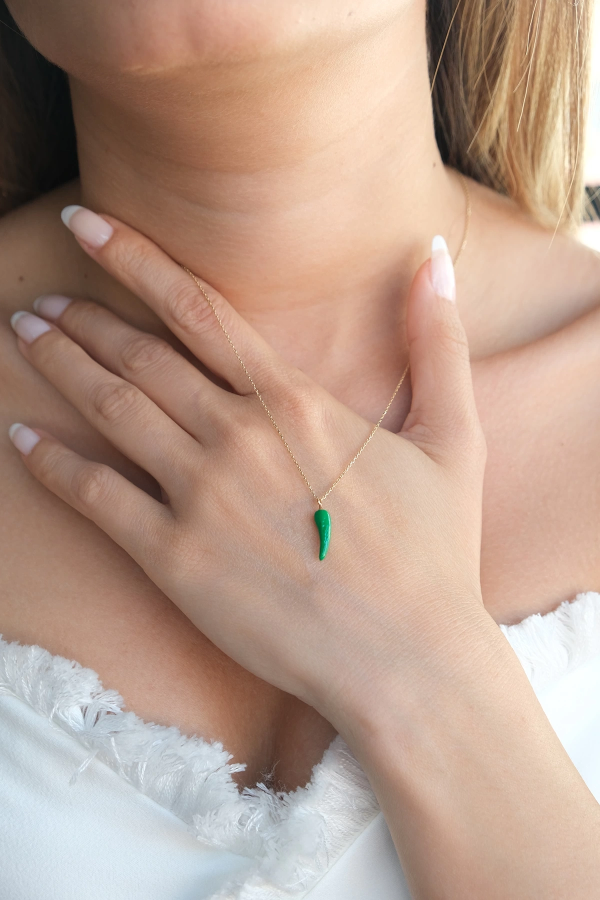 Asil 14 Ayar Green Pepper Altın Kolye KLY3261