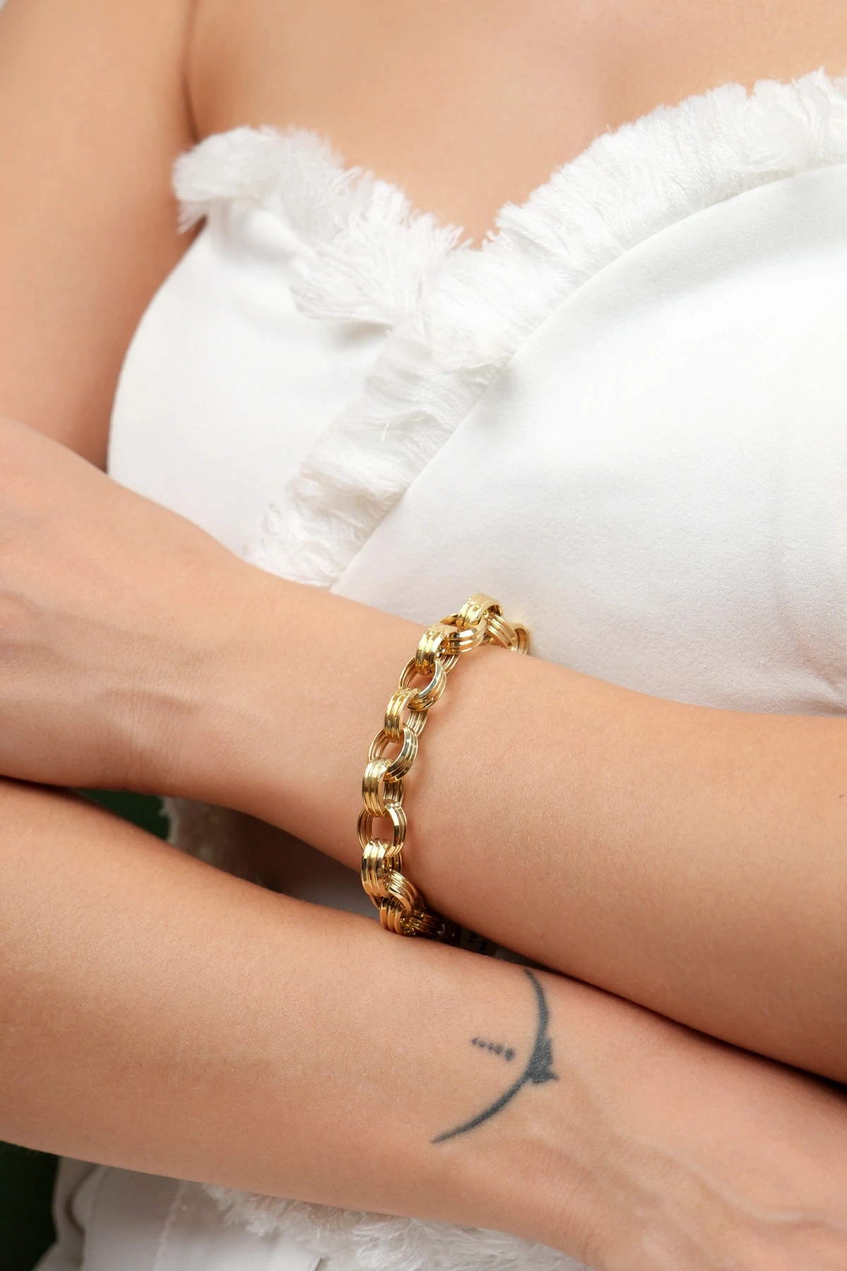 Asil 14 Ayar Hallow Model Altın Bileklik BLK5626