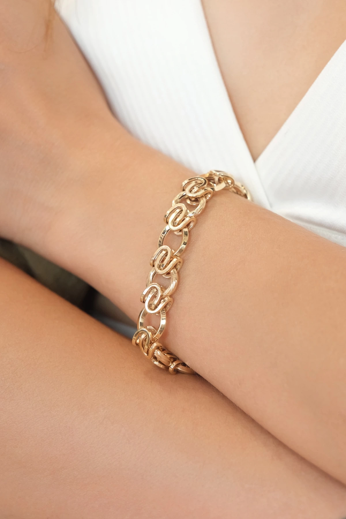 Asil 14 Ayar Hallow Altın Bileklik BLK2386