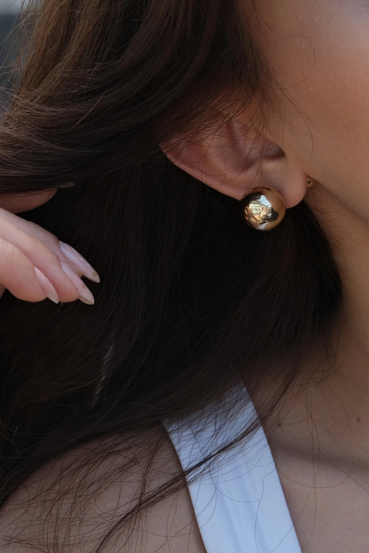 Asil 14 Ayar İki Yönlü Top Altın Küpe KP4881