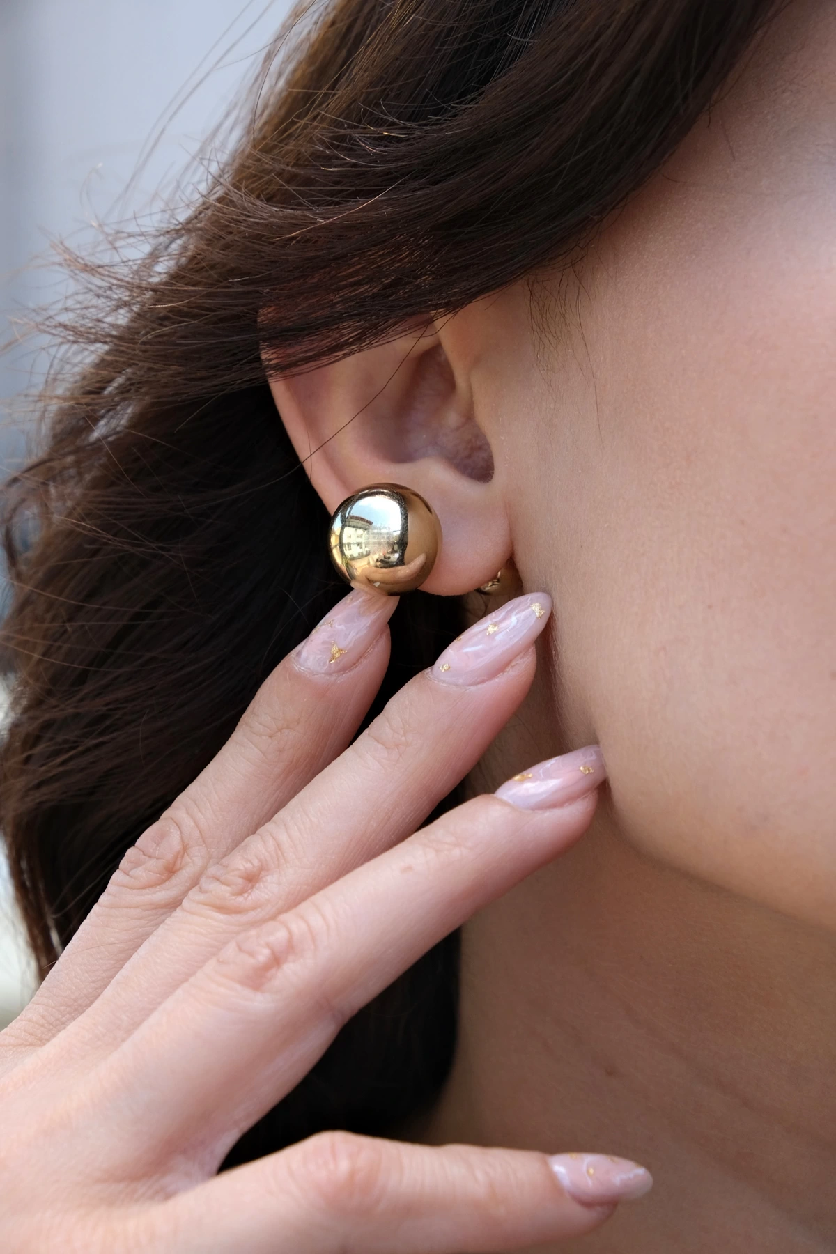 Asil 14 Ayar İki Yönlü Top Altın Küpe KP4881