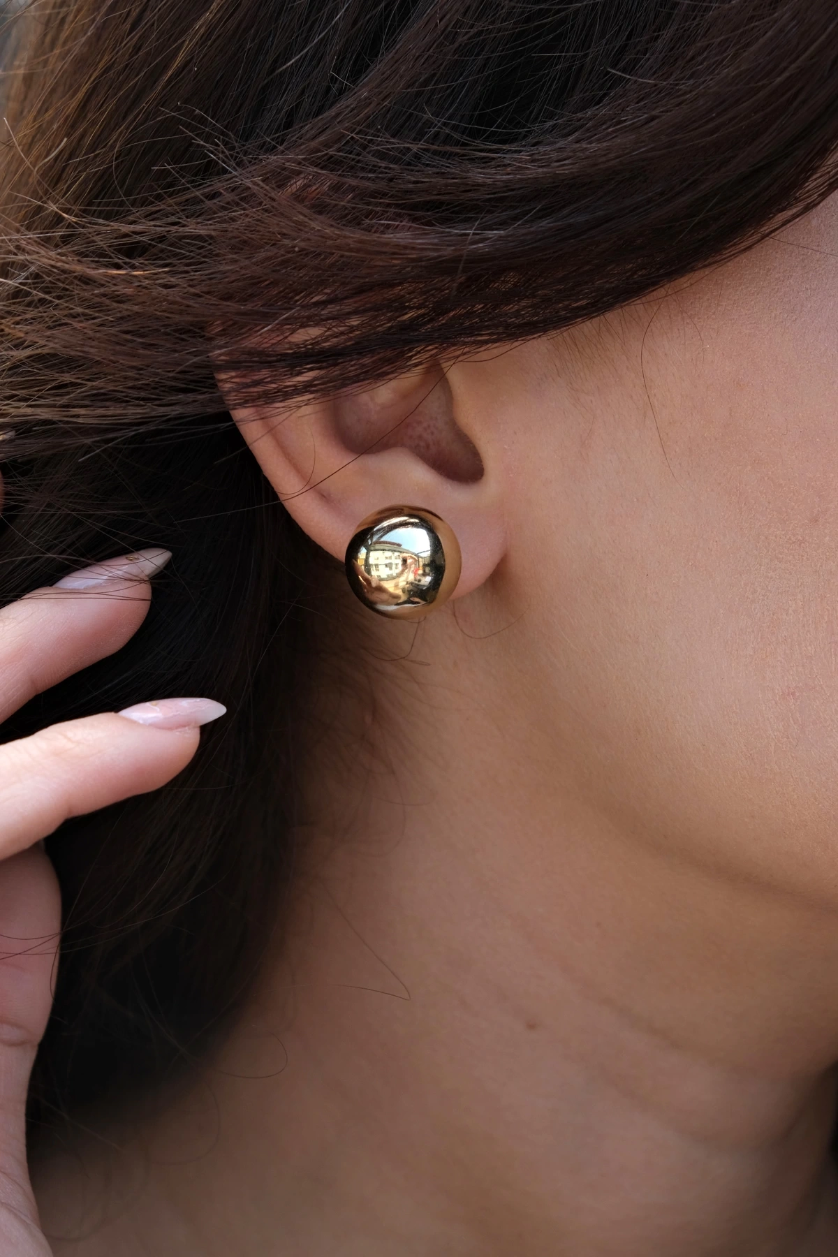 Asil 14 Ayar İki Yönlü Top Altın Küpe KP4881